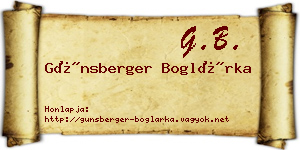 Günsberger Boglárka névjegykártya